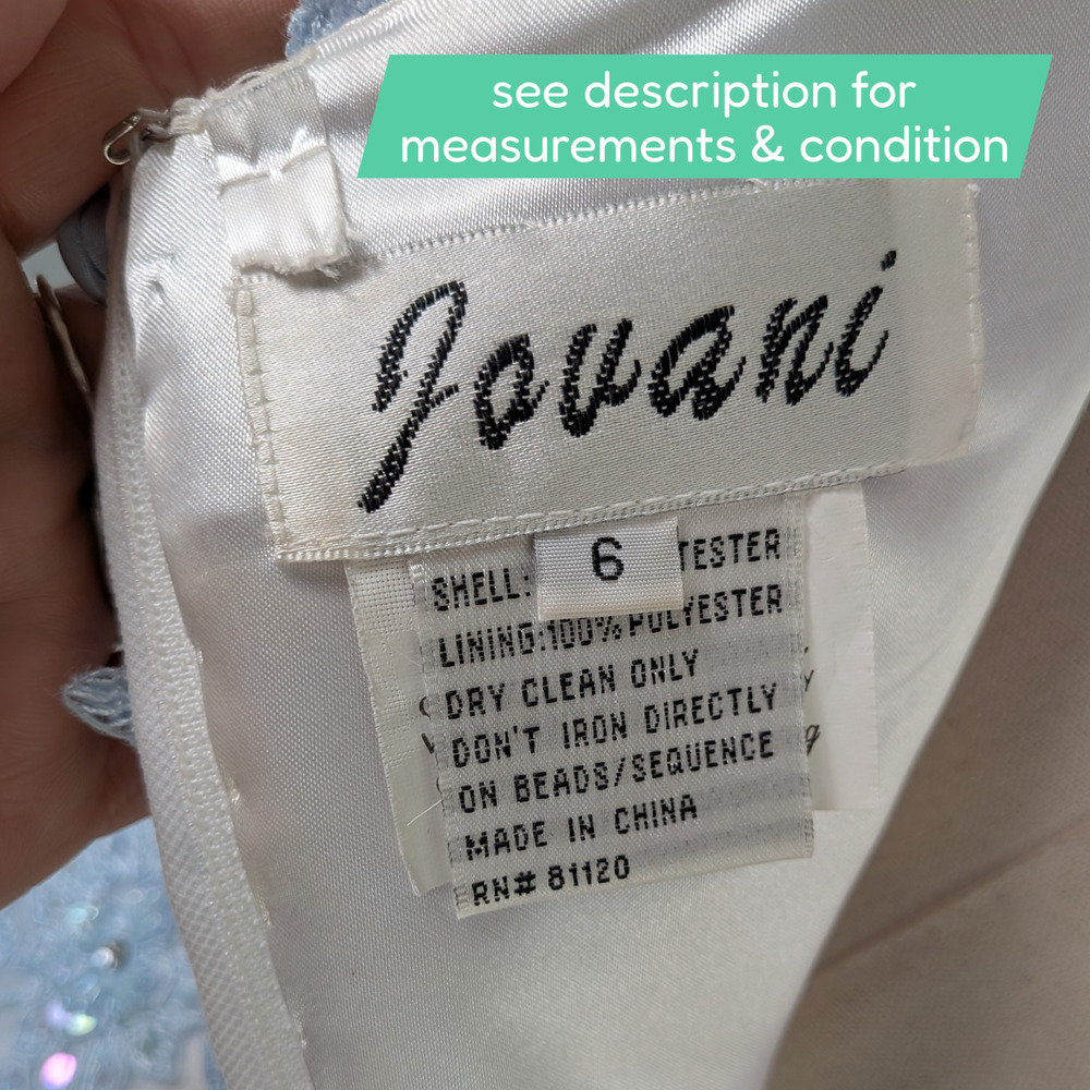 Vtg Jovani Prom Dress Maxi Gown 6 White Blue Y2K Fairy Princess Floral Wedding - Picture 8 of 16